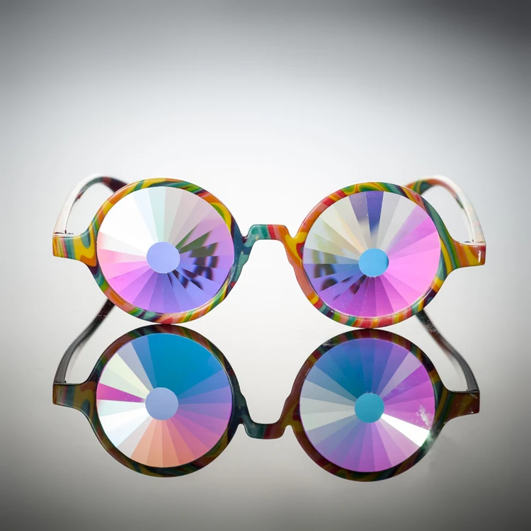 New Kandi Swirl frame rainbow Spine flat back lens diffraction brand kaleidoscope glasses