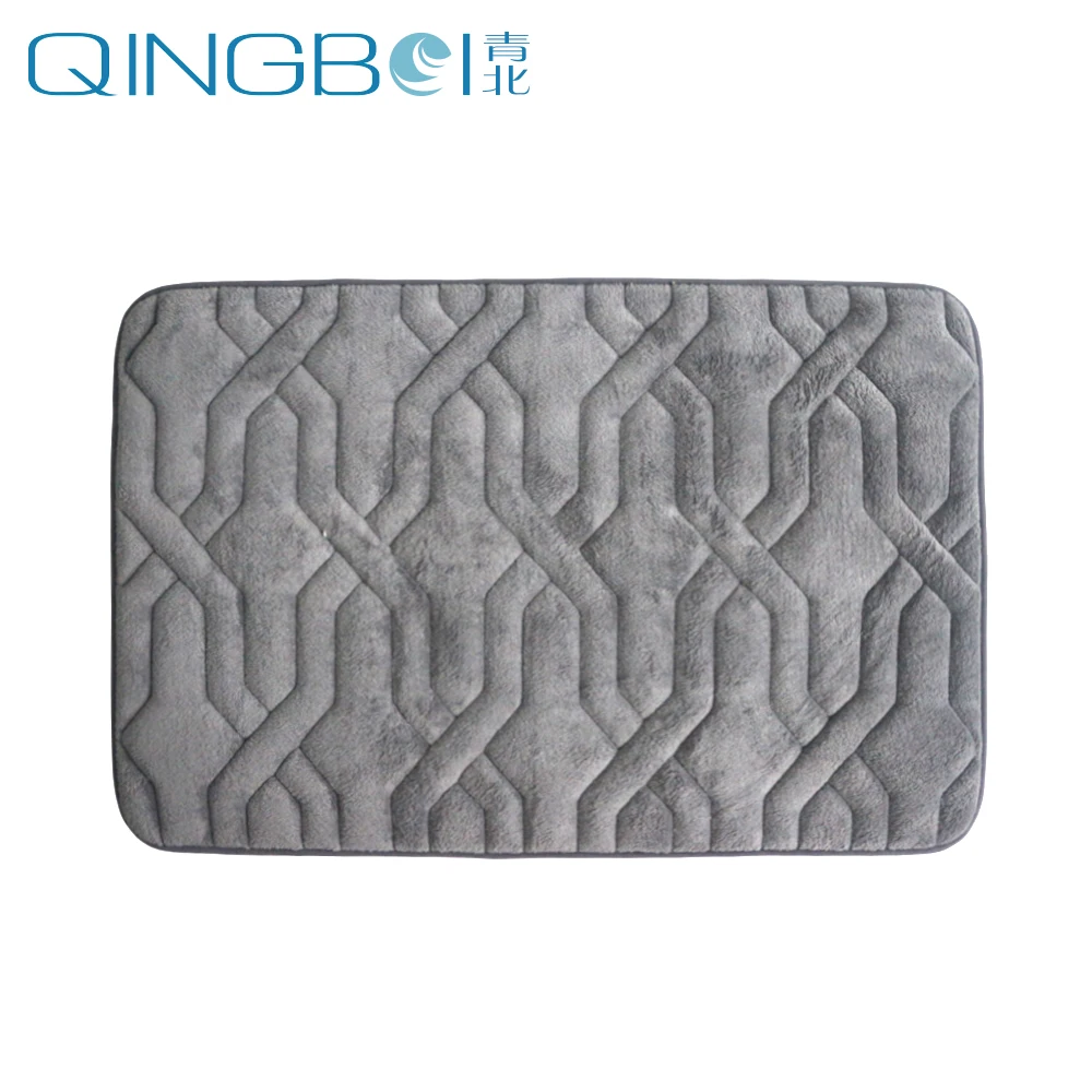 Gray Mat Foam Mat Coral Fleece Bath Rugs Toilet Rug Set Soft Mats in Bathroom