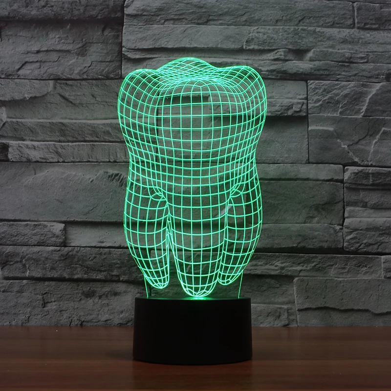 FS-2874 3d illusion led night light with tooth shape table lamp for dentist decorative light