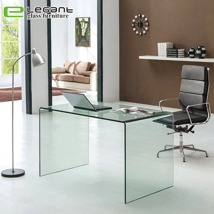 Modern hot bending office computer table / latest glass office table designs