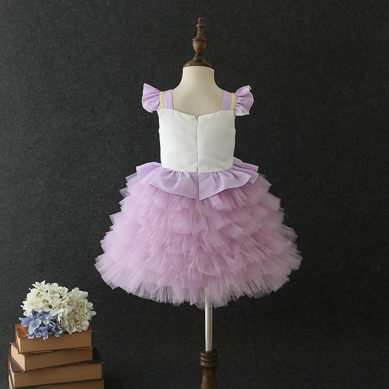 2019 Purple one year old unicorn baby girls purple party wear western birthday tutu dress