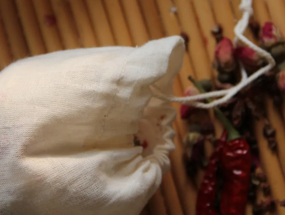 Biodegradable Reusable Organic Cotton Grocery Produce Drawstring Mesh Bag for Vegetable Fruit