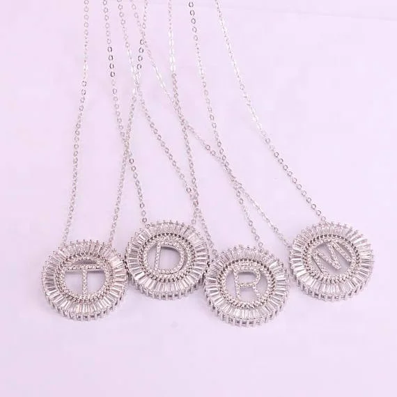 Multi Colors Micro Pave CZ Charm Letter Charms Necklace Initials Jewelry Necklaces