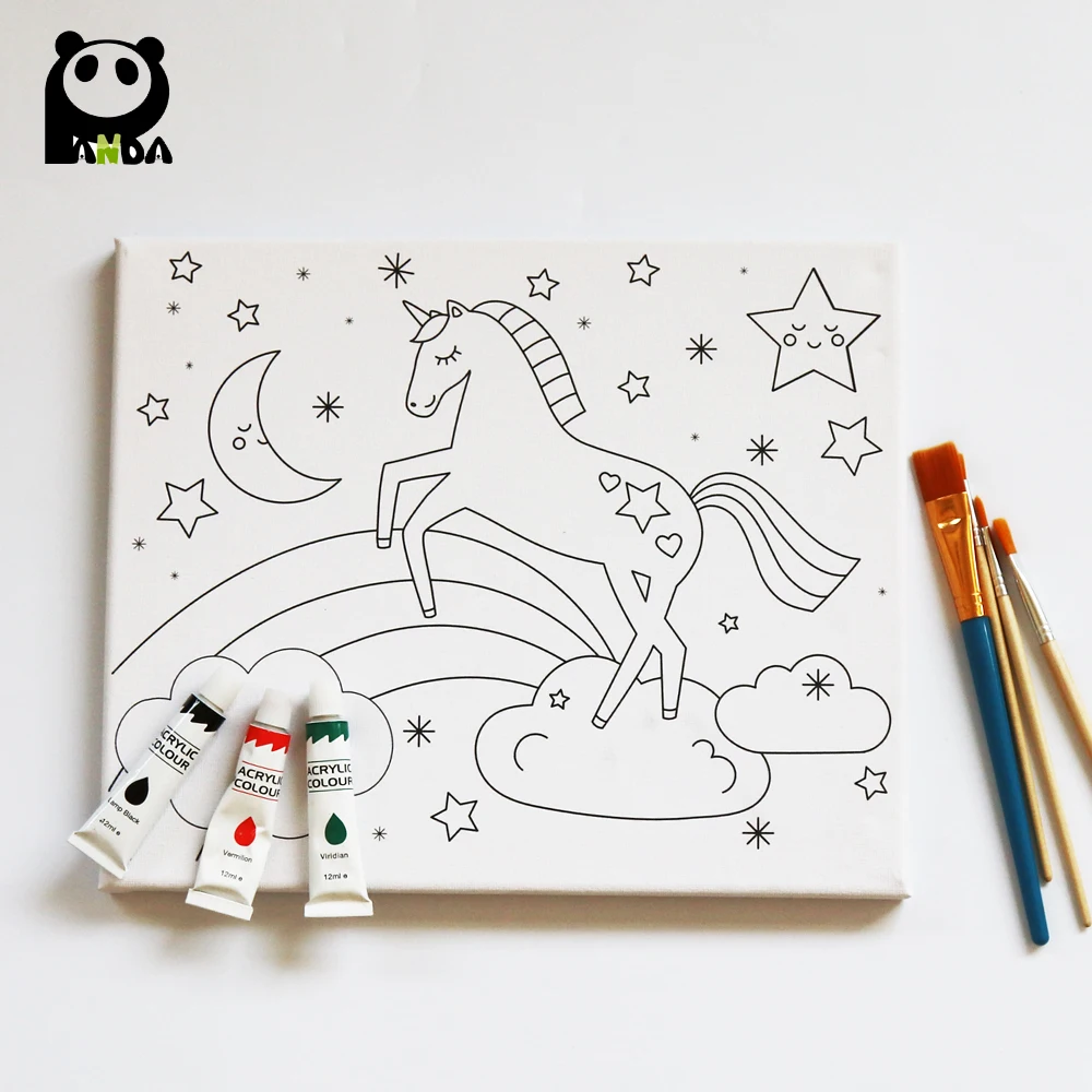 
cartoon line pre-printed canvas painting 