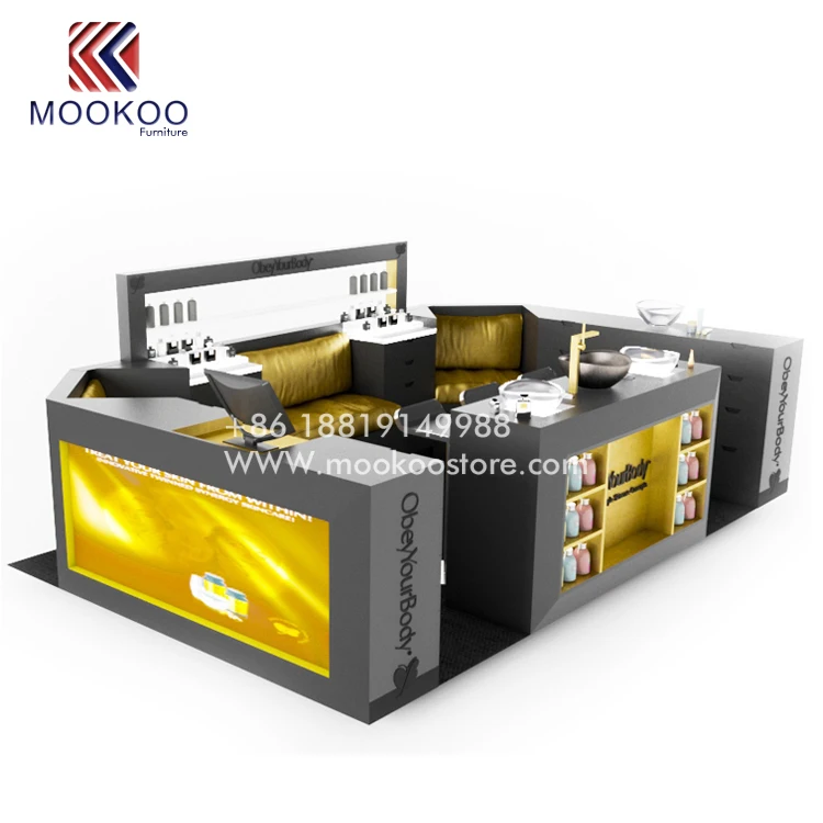 Custom High End Acrylic Glass Cosmetic Display Cabinet Make Up Kiosk For Sale