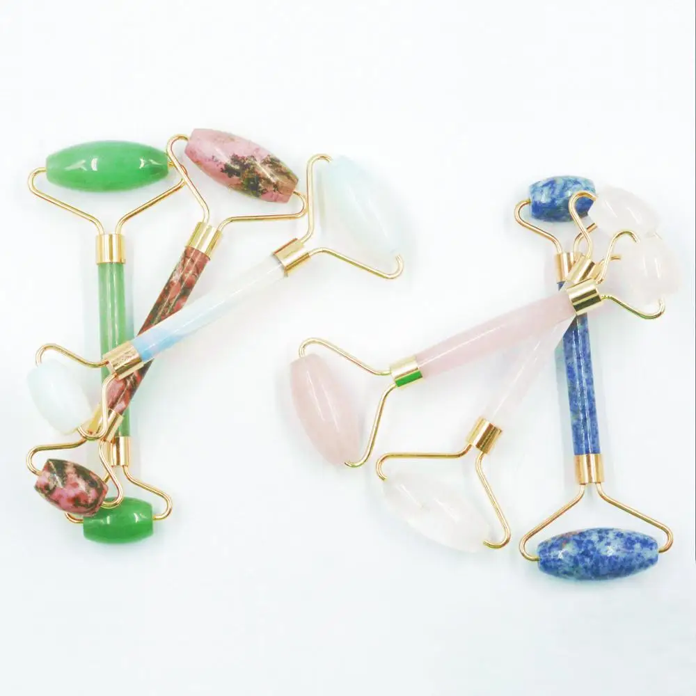 
Natural Facial Beauty Massage Tool Face Thin Natural Pink Stone Biological Foot massager Jade Roller 