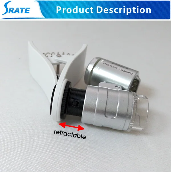 NO.9882 W 60x LED and UV light pocket microscope for mobile phone