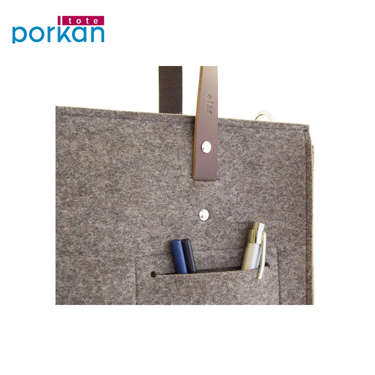 Wholesale Custom Logo Puff Printed Felt Shopping Tote Bags with Leather Handle Customized Size 1c by Puff Print