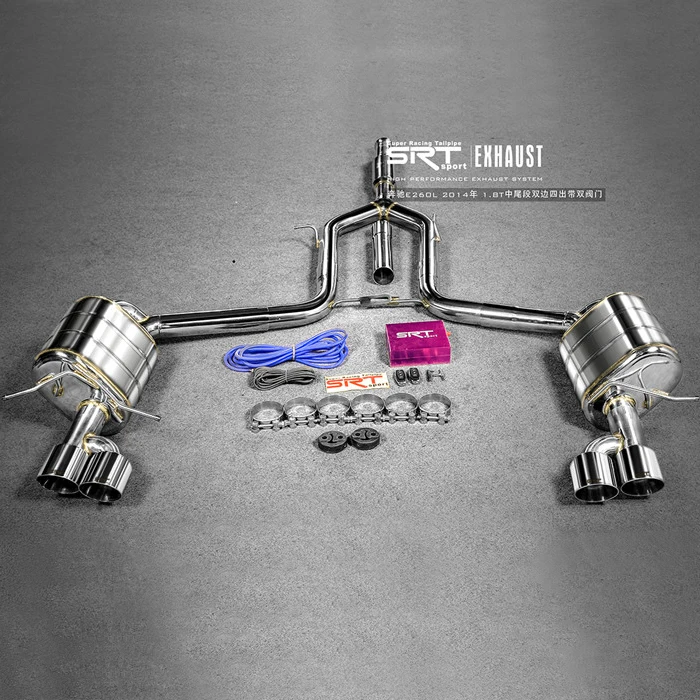Exhaust system for Mercedes Benz E class E300 E200 E260 3.0T downpipe with catalytic cat back with valve control with 4 tips