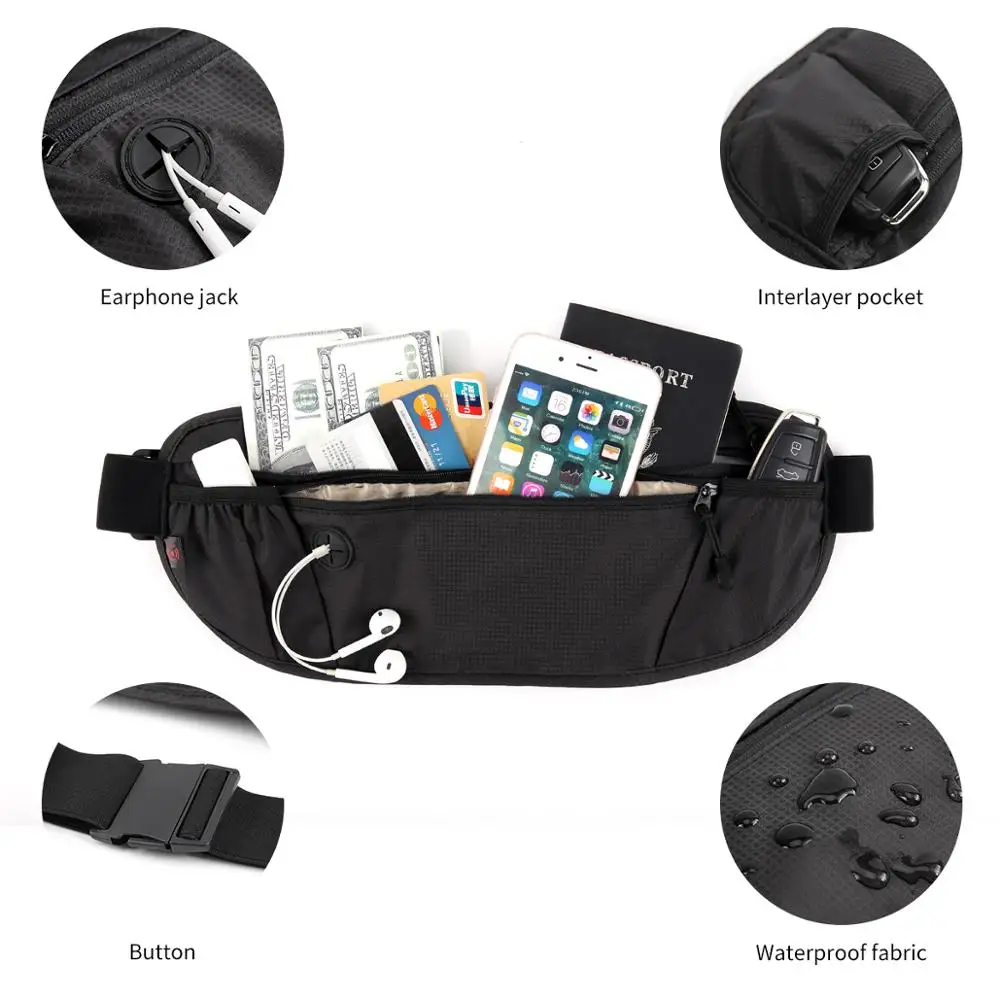 YIPINU Travel Money Belt  RFID Blocking Passport Holder for Men Women Waist Bag
