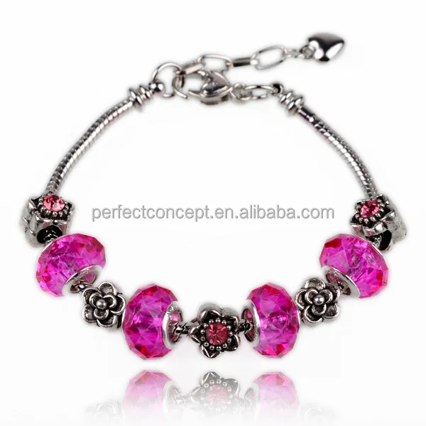 2019 Fashion European Charm Women Multicolor Murano Glass Beads Bracelet 925 silver jewelry