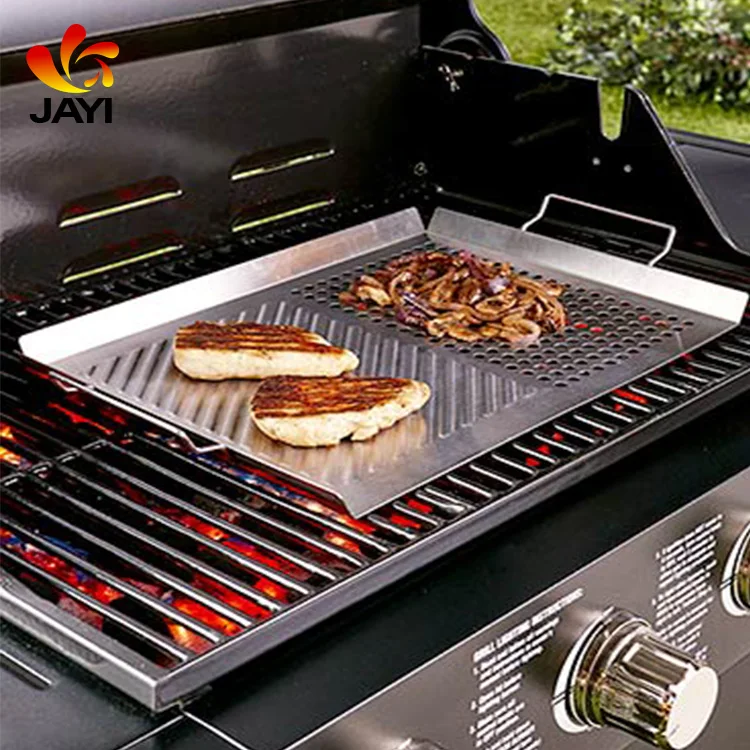 Grill Pan Dual Grilling Grid Tray 2 in 1 BBQ Grill Topper