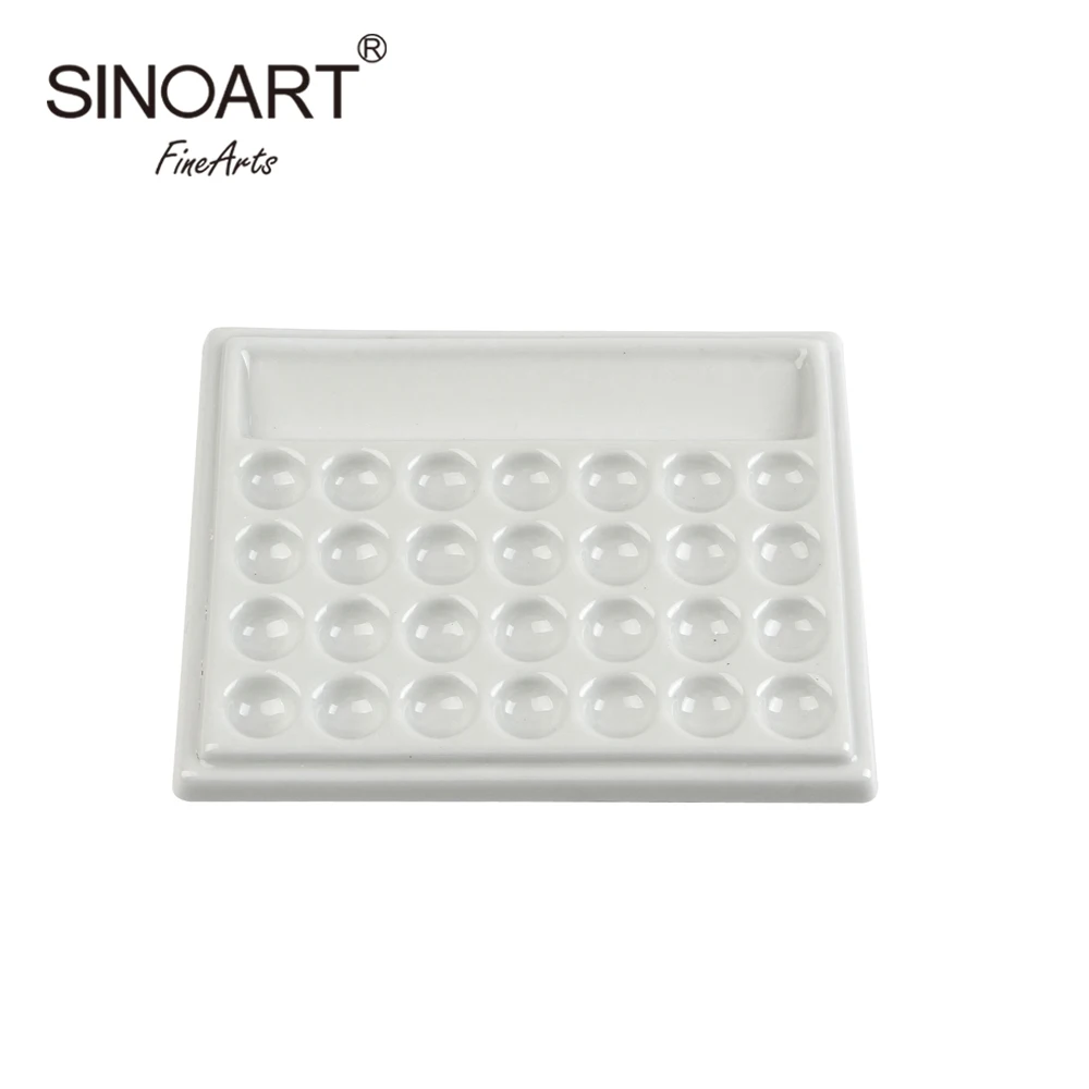 High Quality Customized 29 Wells Art Porcelain White Palettes For Painting