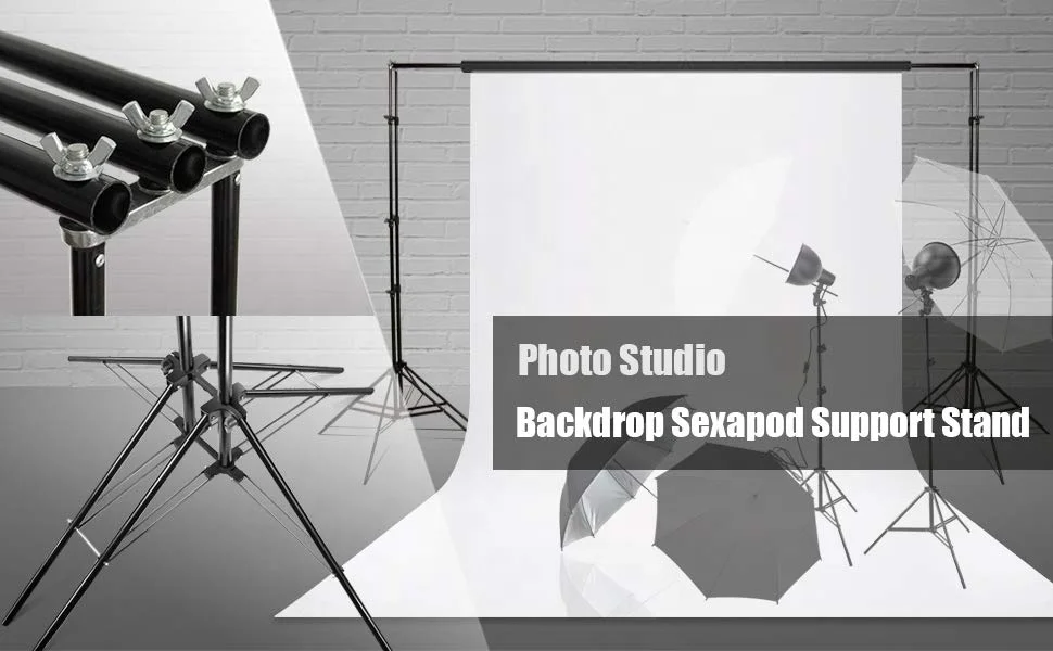 3 in 1 Multi Backdrop Stand Triple Crossbar Backdrop Stand Photo Video Studio Heavy Duty Adjustable Muslin Background Support