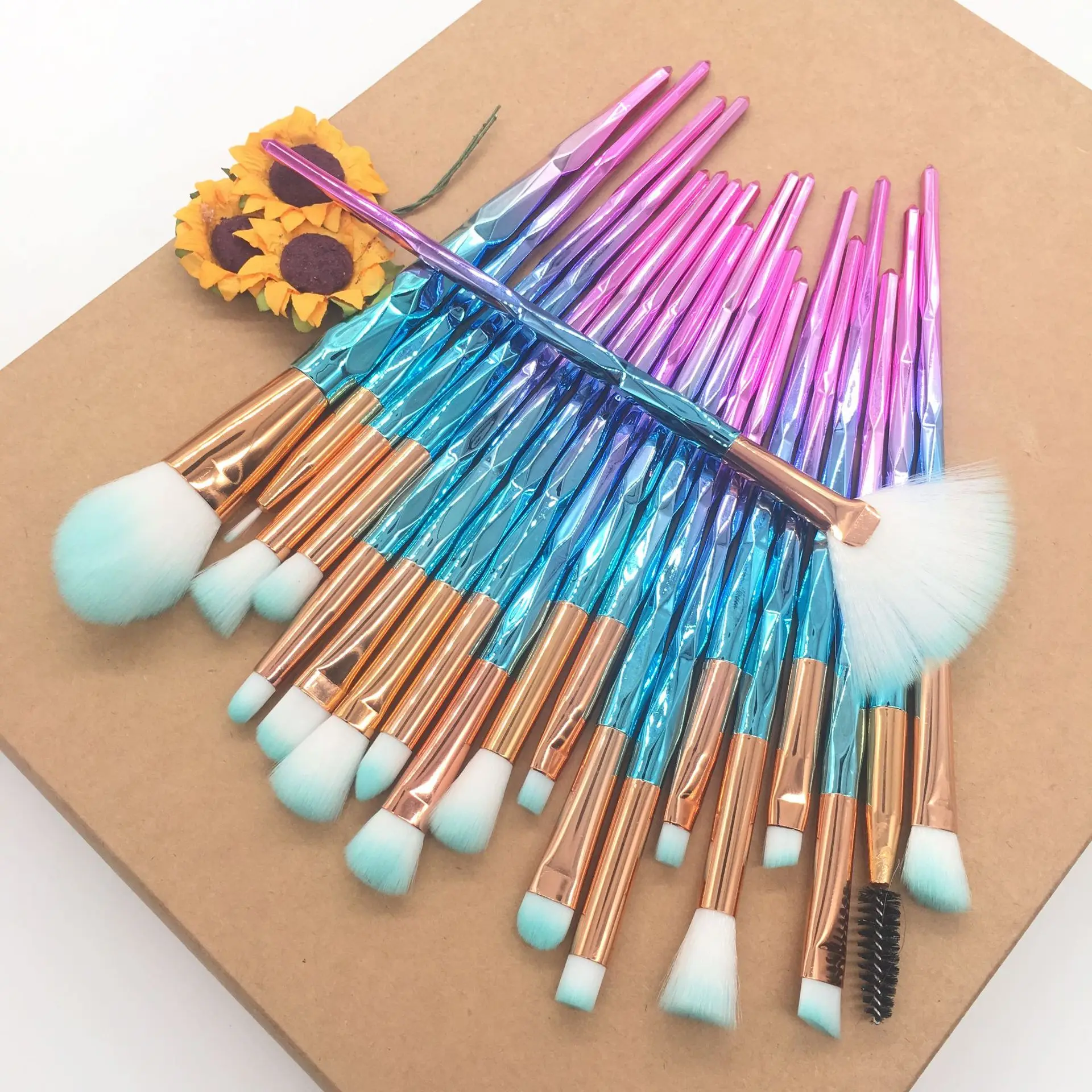 High Quality Reasonable Price Blue and Purple Make Up Brush Set, 7/10/12/20 pcs per Set Private Logo Makeup Brushes Set
