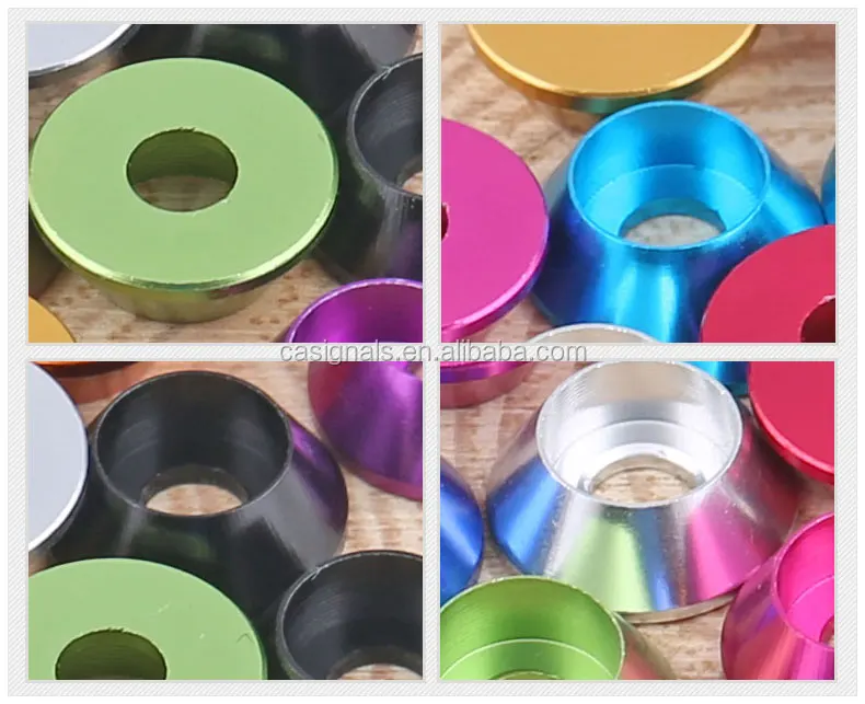 OEM Decorative Metal Conical Or Taper Cup Washer, Color Anodized Aluminum Cone Shaped Concave Mini Countersunk Washer