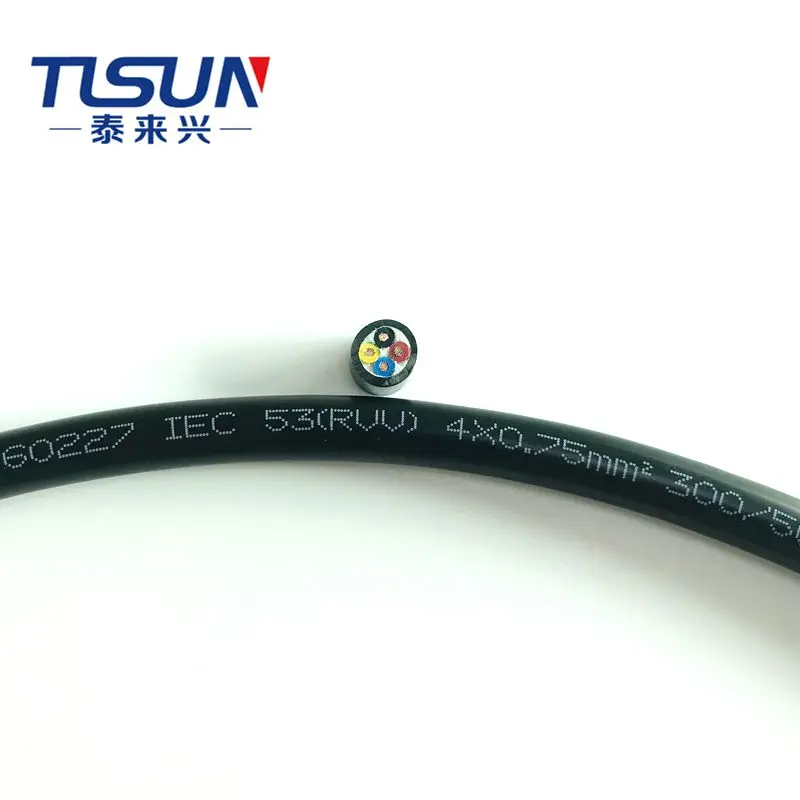 CCC(IEC) Standard Muti-core RVV  High Quality 4x0.75mm2 PVC Insulated Sheath Cable