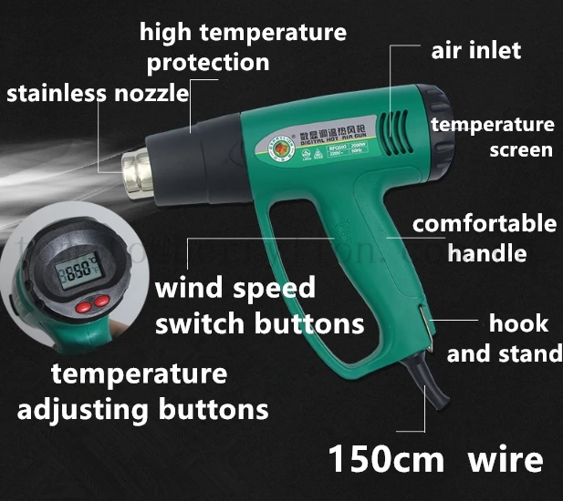 Инструменты guangzhou berylion rfq 503 цифровой дисплей термопистолет с регулируемой температурой