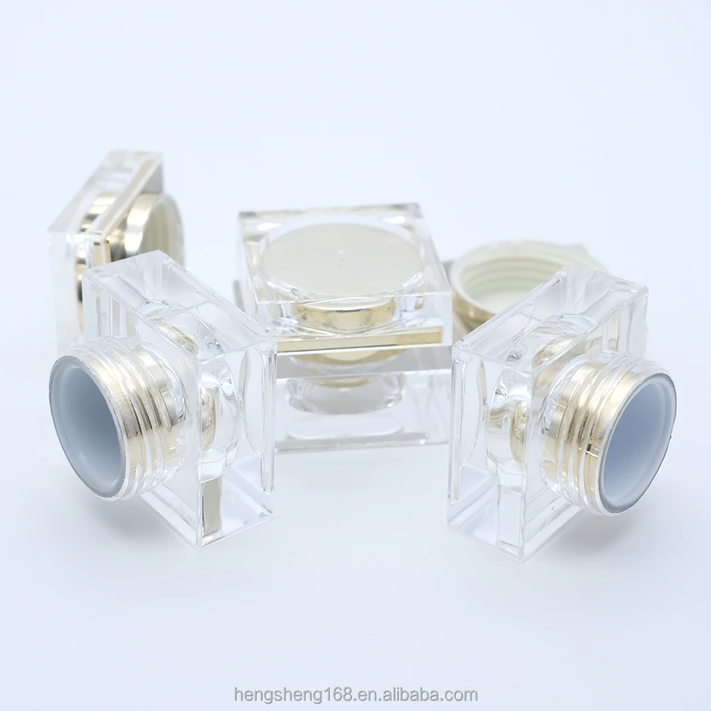 
Hengsheng factory empty clear plastic square PMMA 3g small cream jar with lids 