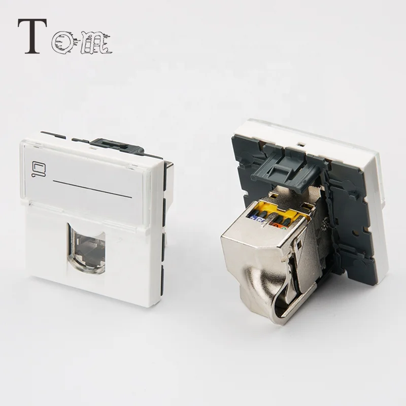 TOM-KJ-L-10 45*45 мм французский тип stp на защелках cat6a Keystone Jack Legrand Тип Cat6A STP/вывод keystone jack