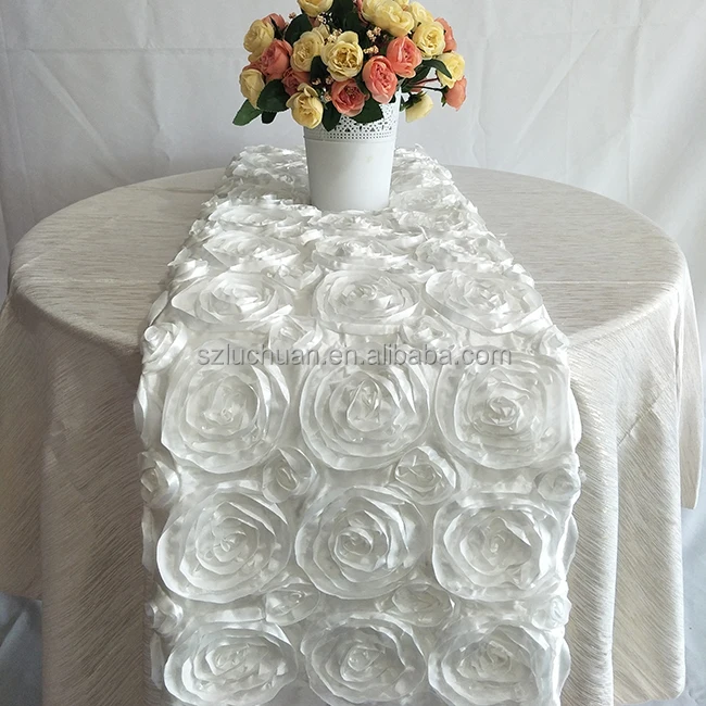 Wholesale Wedding Rosette Decoration White Flower Table Runner