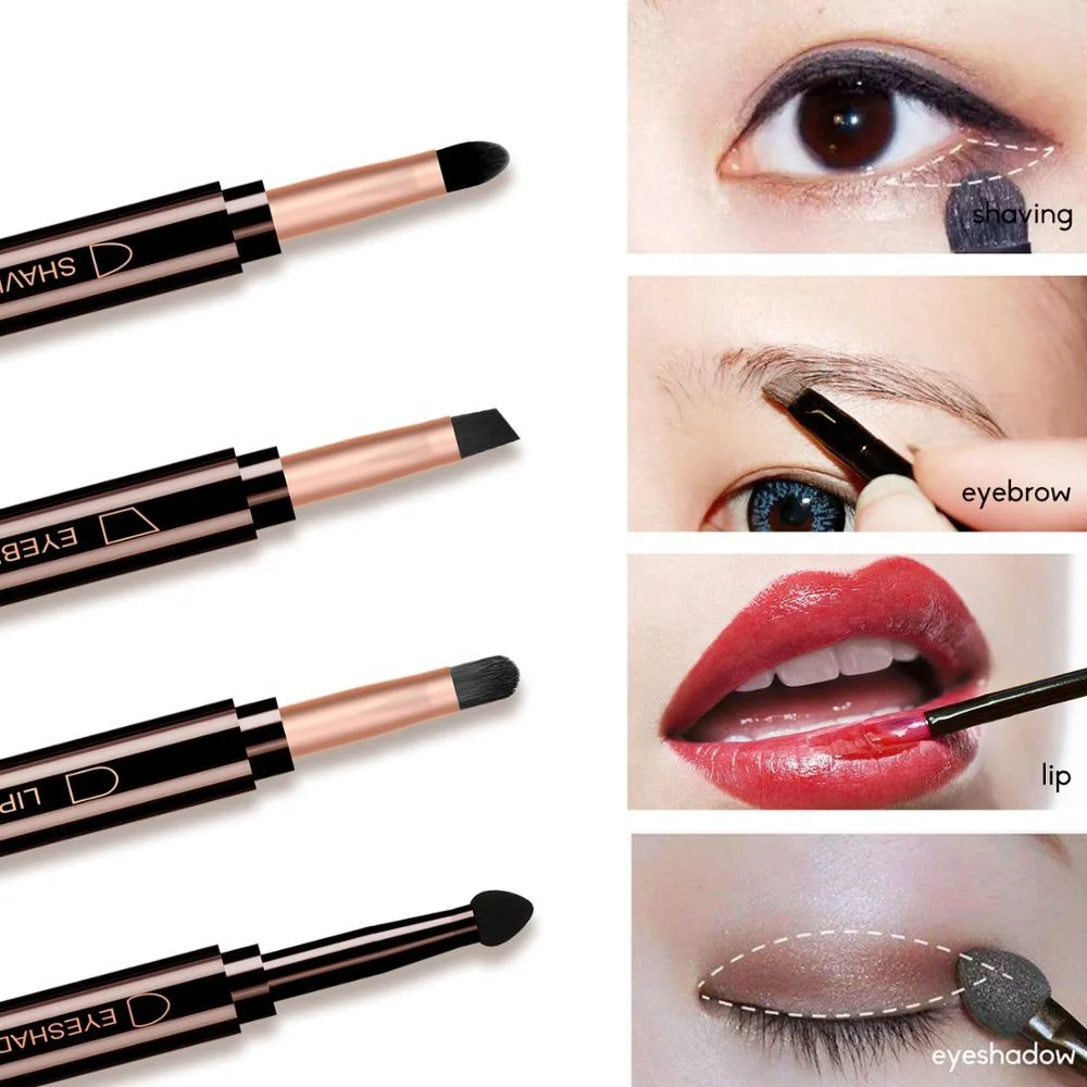 New Products 4 in 1 Makeup Cosmetic Brush Lip Eyebrow Sponge Eyeshadow Brush Multifunctional Brush