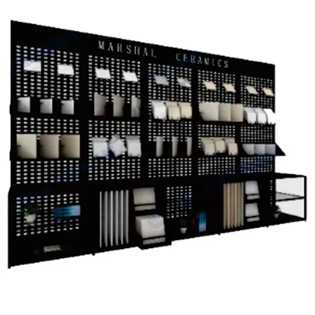
Peg board rack display with hooks mounted slatwall stone ceramic tile display boards rack for design 