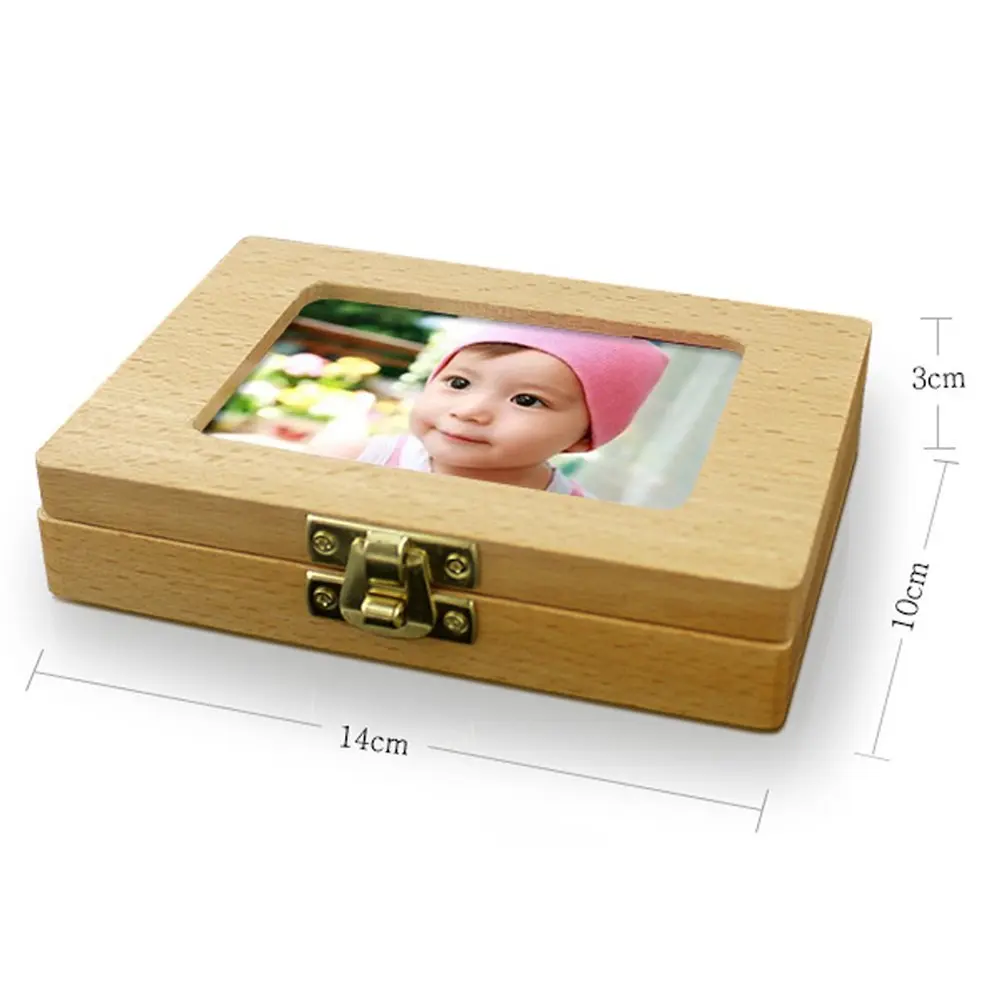 Стильная фоторамка из букового дерева с зубцами фея коробка с 20 отверстиями детские локоны и зубы коробка для хранения