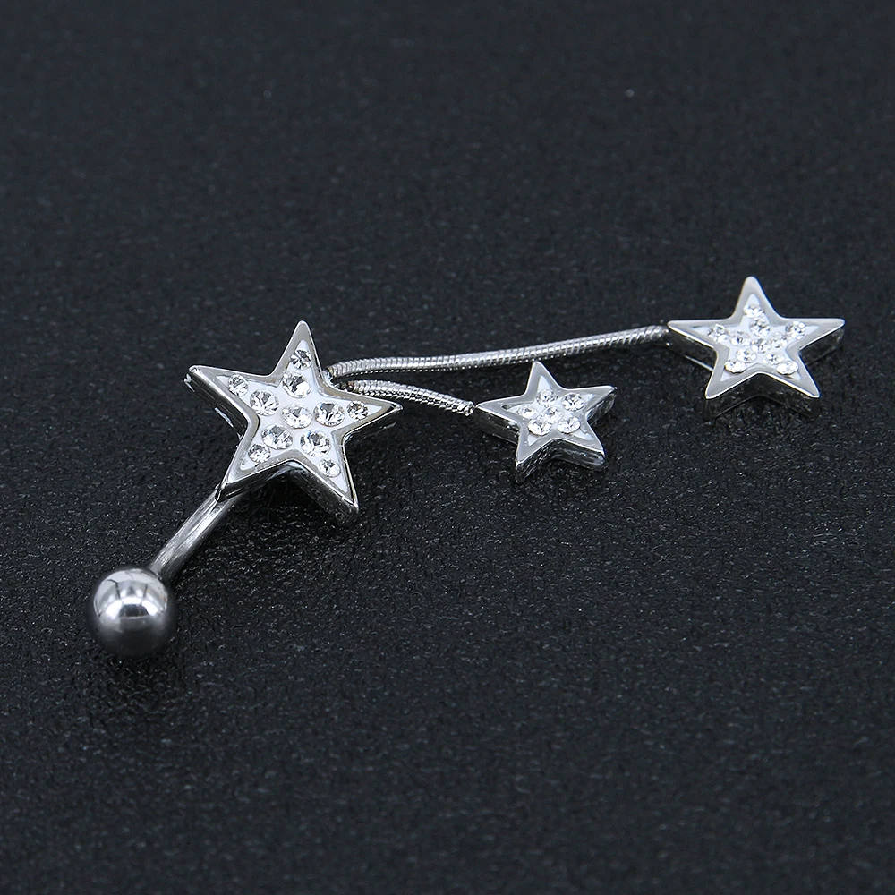 Body jewelry factory crystal star belly button ring surgical steel non pierced navel piercing  jewelry