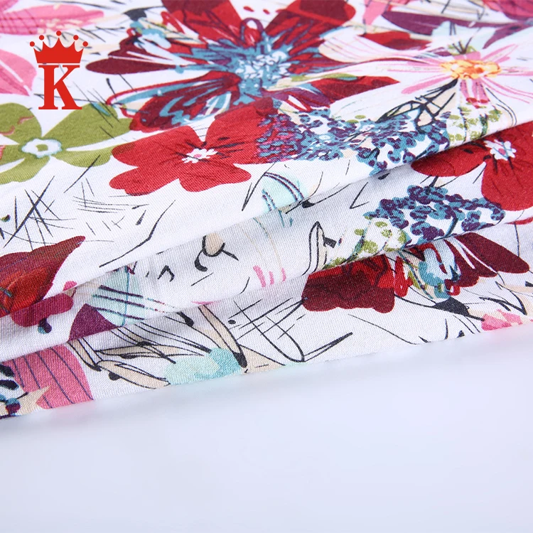 
2018 China popular custom knit colorful flower digital printing organic bamboo fabric 