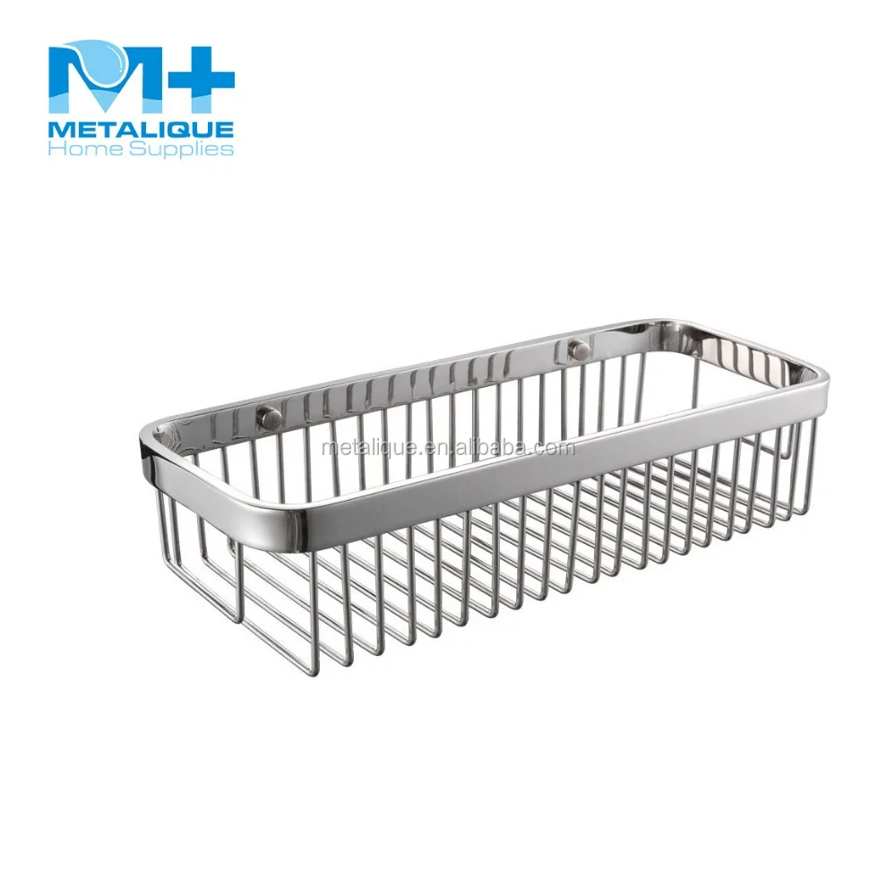 
Metalique 304 Stainless Steel Mirror Polished Shower Caddy Bathroom Shelf, Wall Mounted Rustproof Corner Basket 