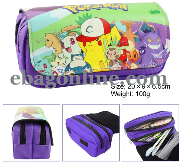 
New Pattern Anime Pokemon Large Capacity Pen Case Bag Stationery Pencil Pouch Purse 
