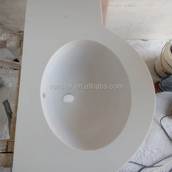 Modern Design Glacier White Quartz Countertop Vanity Top Cut-to-Size 3D Model Design for Hotels and Modern Projects