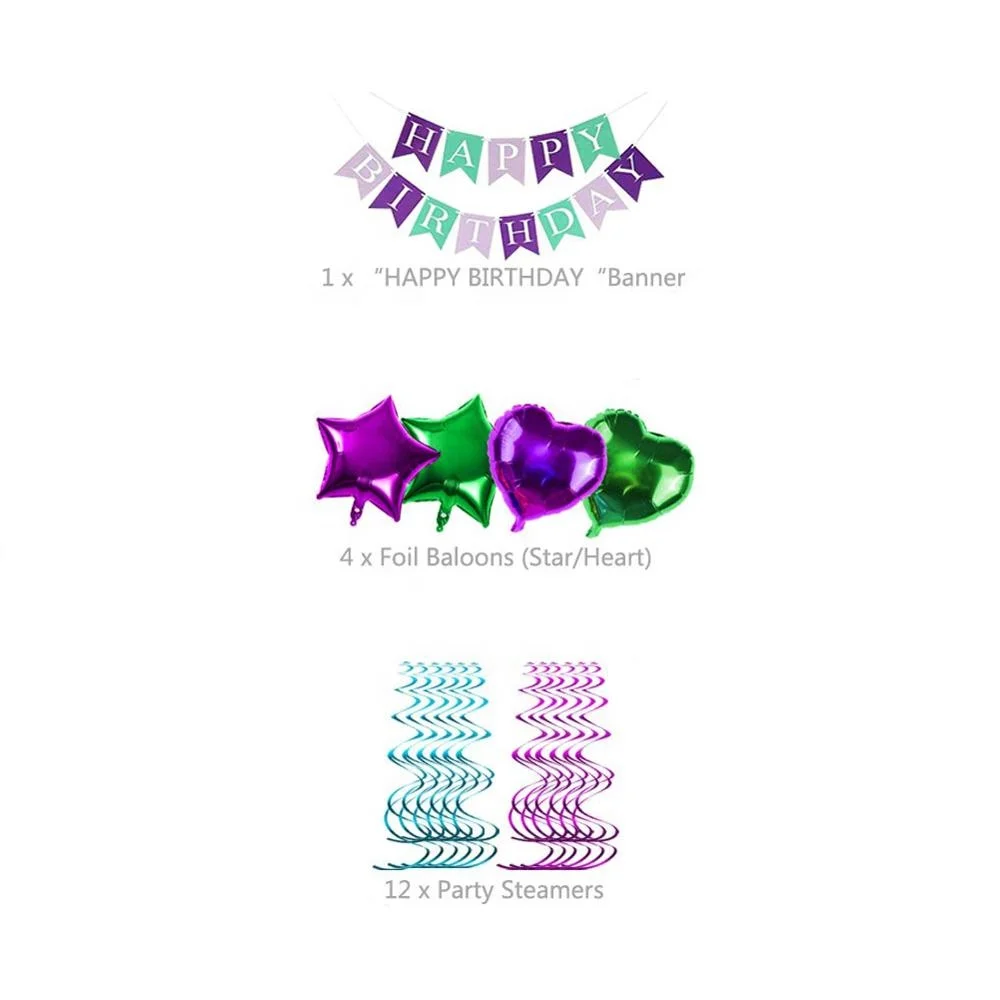 Nicro New Product 65 PCS Girl Baby Shower Mermaid Birthday Party Decoration Supplies Set