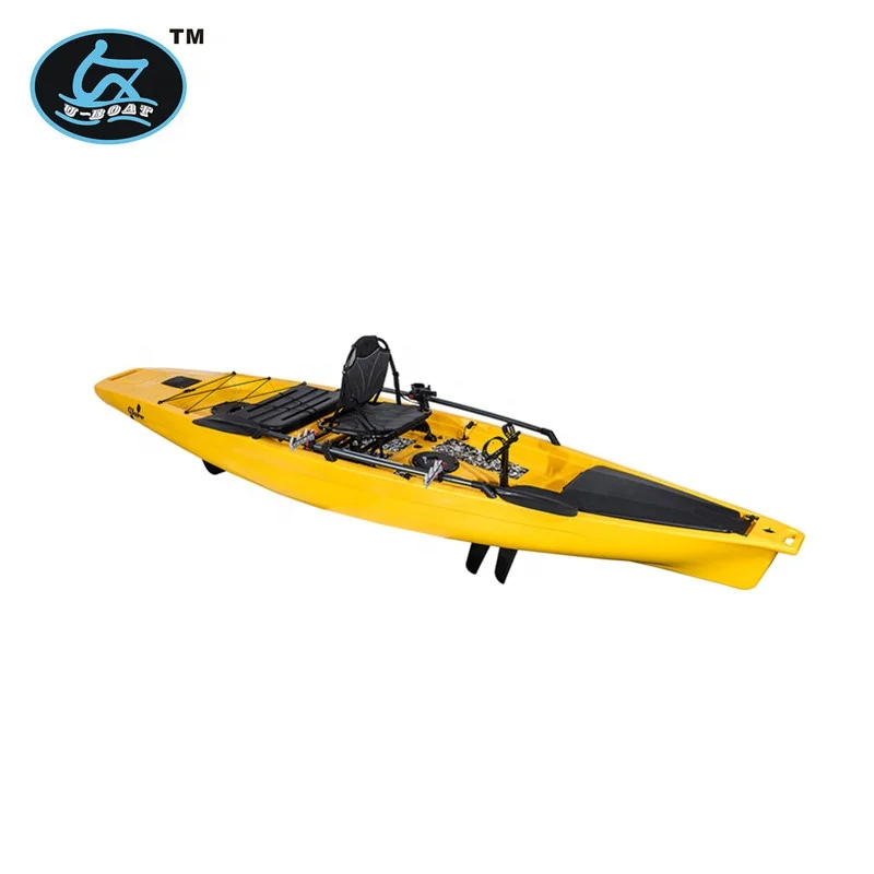 14ft hot sale plastic kayak avec pdales pedal drive fishing kayak&kajak&canoe&boat with centerboard for sale