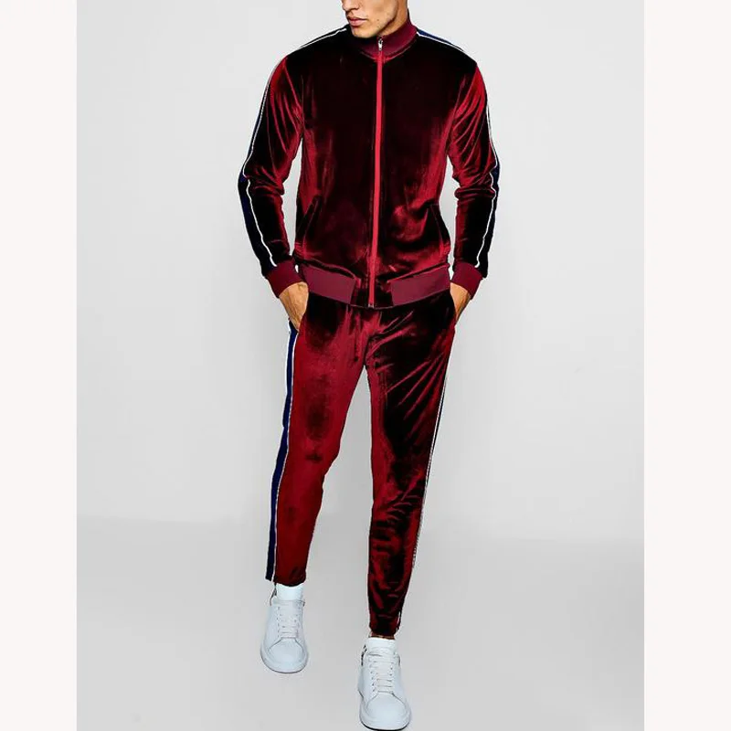 Custom best price velour mens tracksuit for sports wear