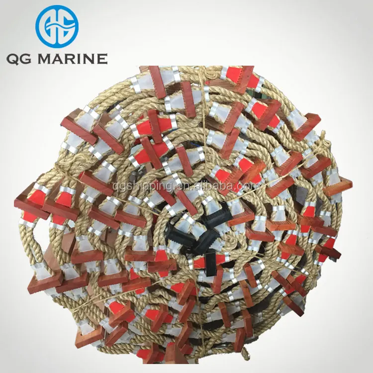 Wood climbing lifeboat embarkation rope ladder