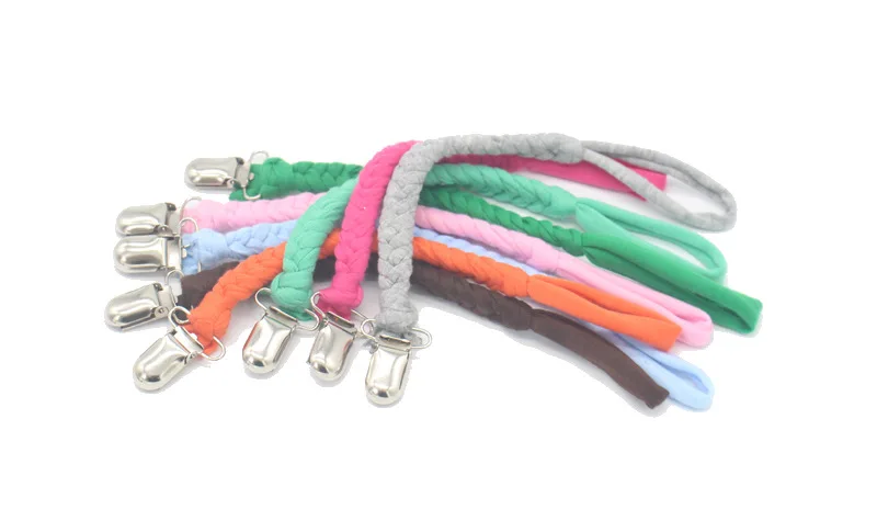 Baby Care Dummy Cotton Chain Pacifier Holder Clips Braided Pacifier Clip- Soft Fabric Binkie Clip holder