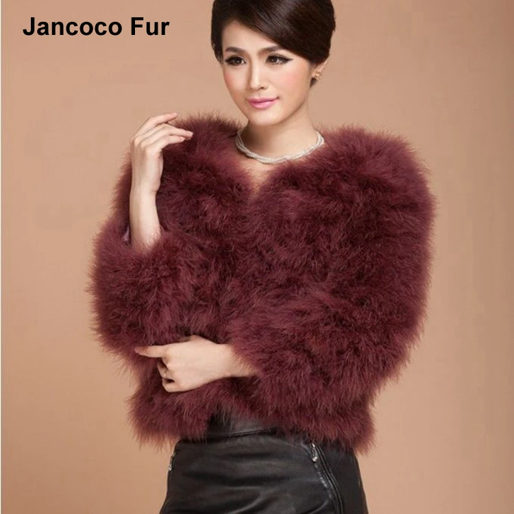 Real Ostrich Feather Coat Women High Quality Lady Genuine Turkey Fur Coat