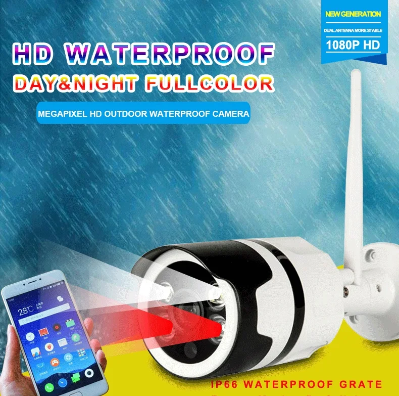 Smart IP66 Wire-Free Wifi Security Camera h 265 waterproof outdoor bullet cctv surveillance system