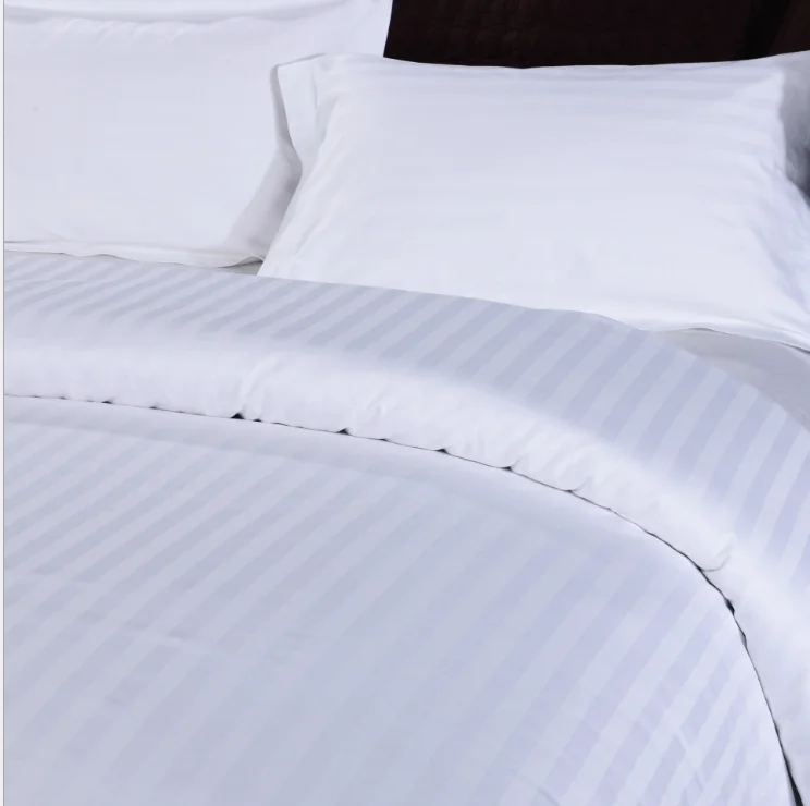 Good quality any size satin stripe bed linens for hotel