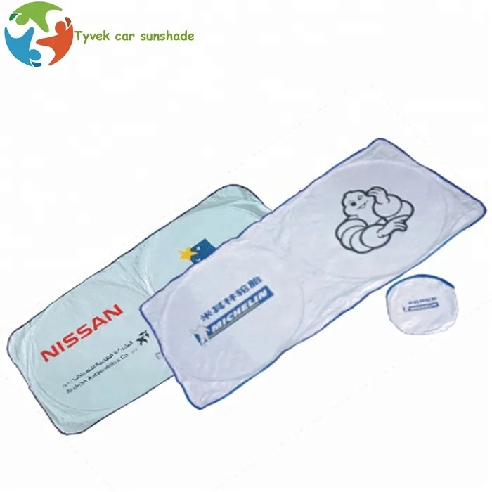 Best quality white car window sun shade tyvek car sunshade with logo printing