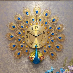 Wholesale hot sale 3D fashion peacock handmade mute wall clock wall hanging art craft gift reloj de pared