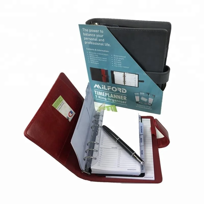 2021 personalized pu leather diary , 6 ring binder travel cover diary agenda with magnetic closure