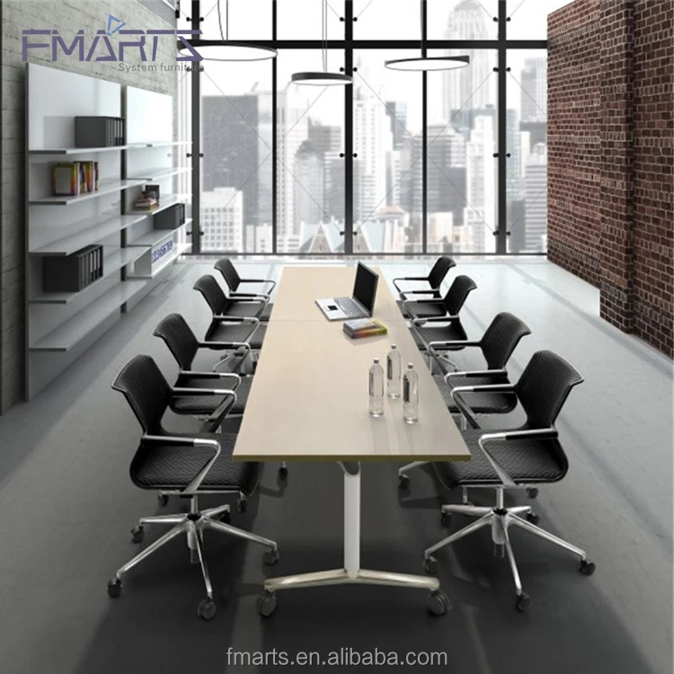 Guangzhou Furniture Market Flip Top Foldable Desk Office Folding Training Room Table With Wheels