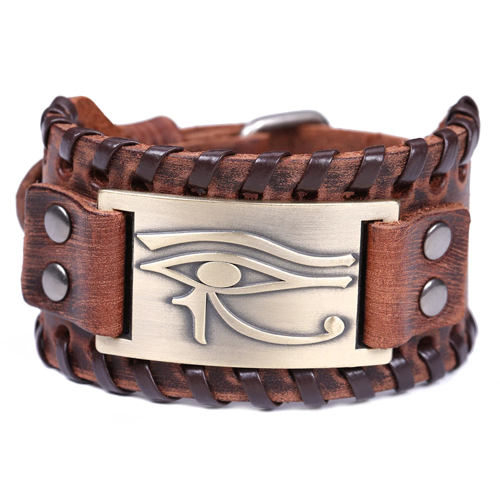 The Eye of Horus Wedjat Eye Talisman for Health and Happiness Bangle Leather Bracelet
