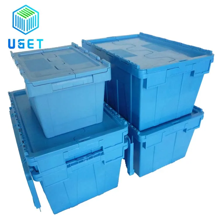 
Reusable Rental Cheap Strong Plastic Moving Bin withTag Holder Home Carrying Packaging Tote Box 