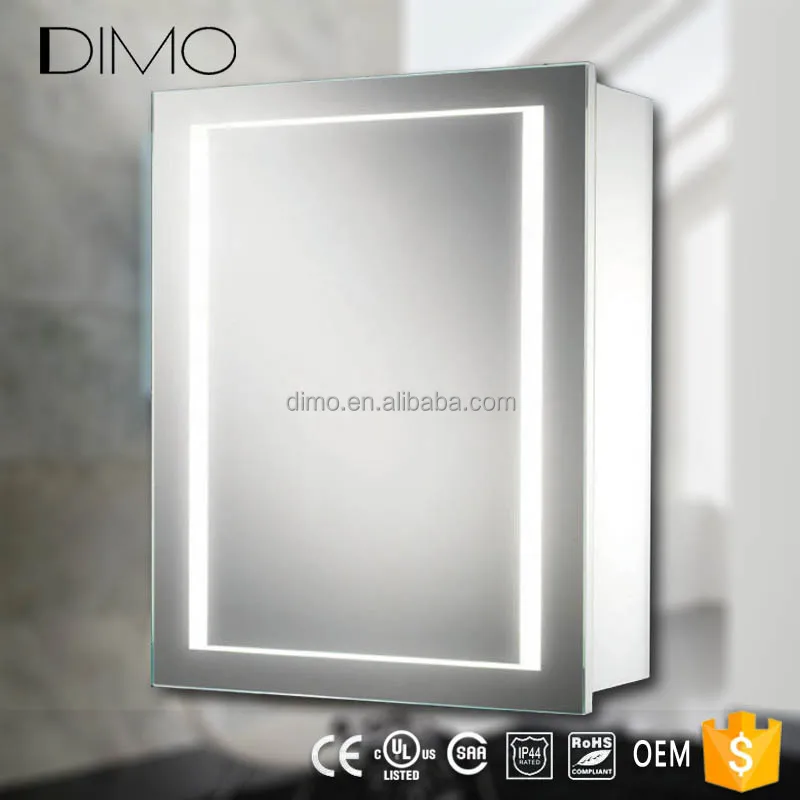 
Low price MDF PVC plastic bathroom mirror cabinet with led light adjustable glass shelf 