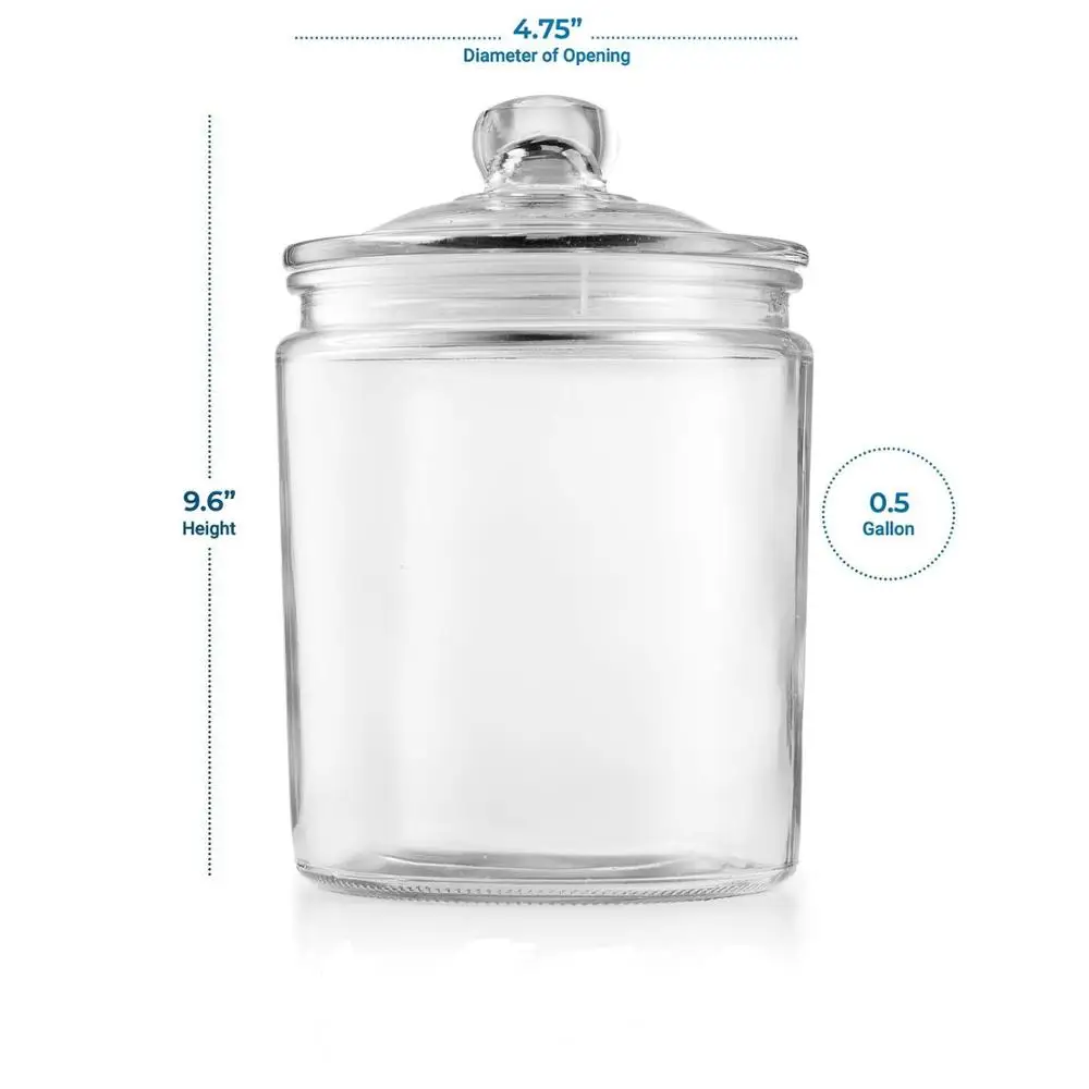 Machine Jar Storage Bottles & Jars Cover Glass Storage Canister, Clear Jar, with Clear Glass Kitchen Food Glass Lid- 1/2 Gallon