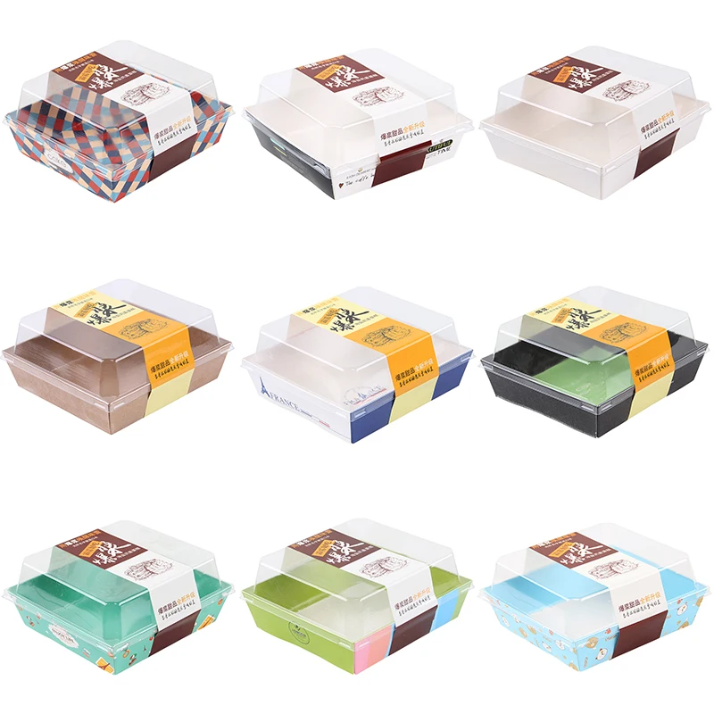 Wholesale Disposable Custom Printed Square Plastic Food Sushi Packaging Box with Plastic Lid